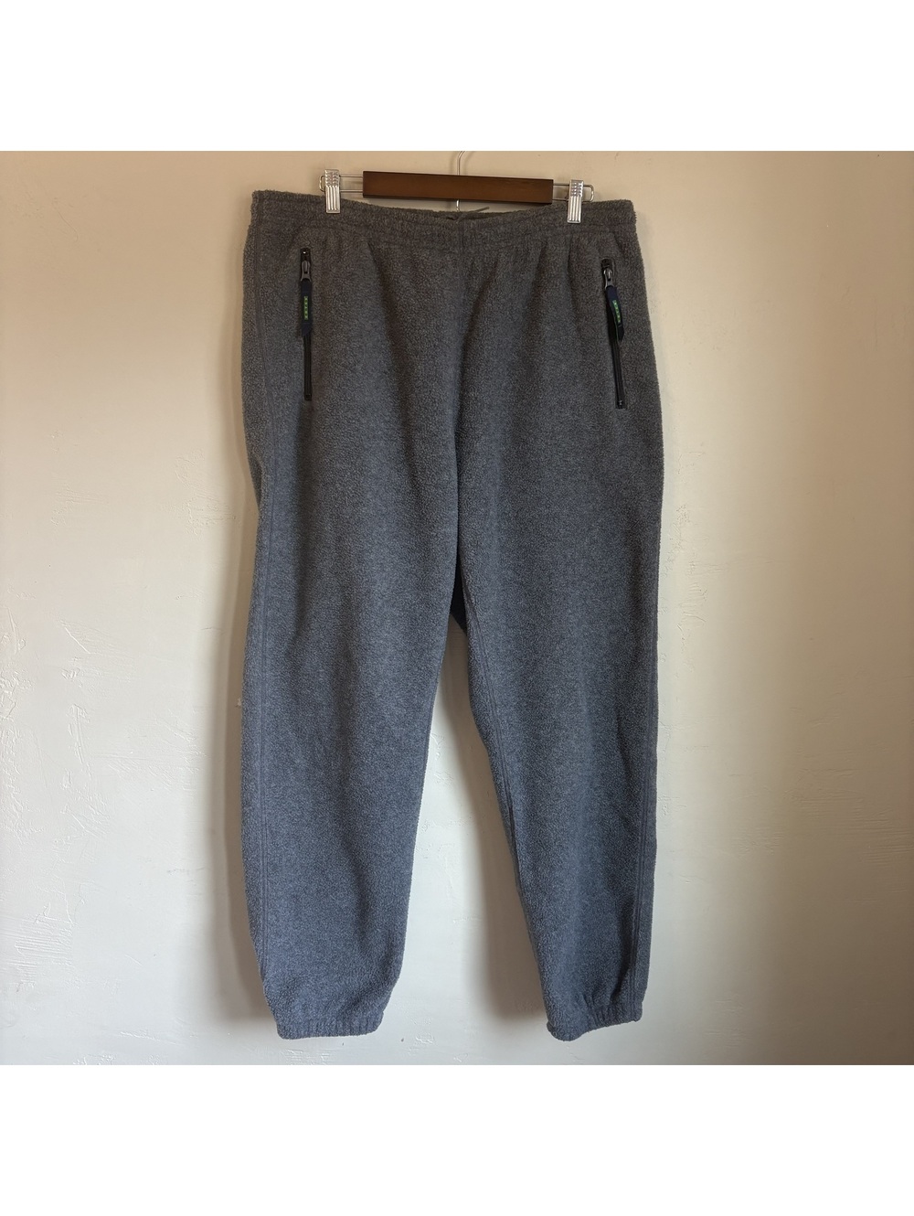 Vintage EBTEK Eddie Bauer Fleece Men XL Grey USA Made Joggers Zip Pockets